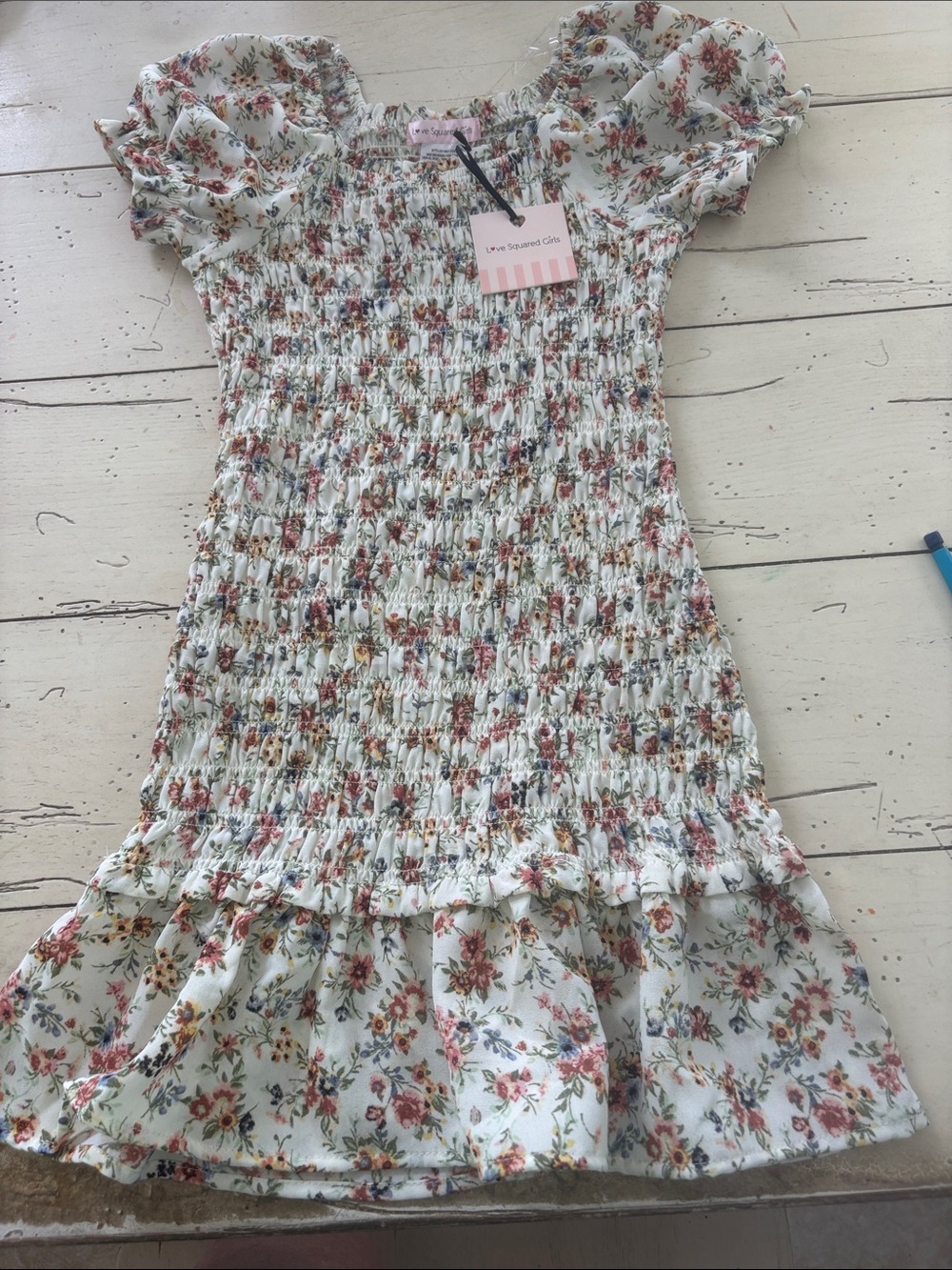 Love Squared Girls' Smocked Floral Dress